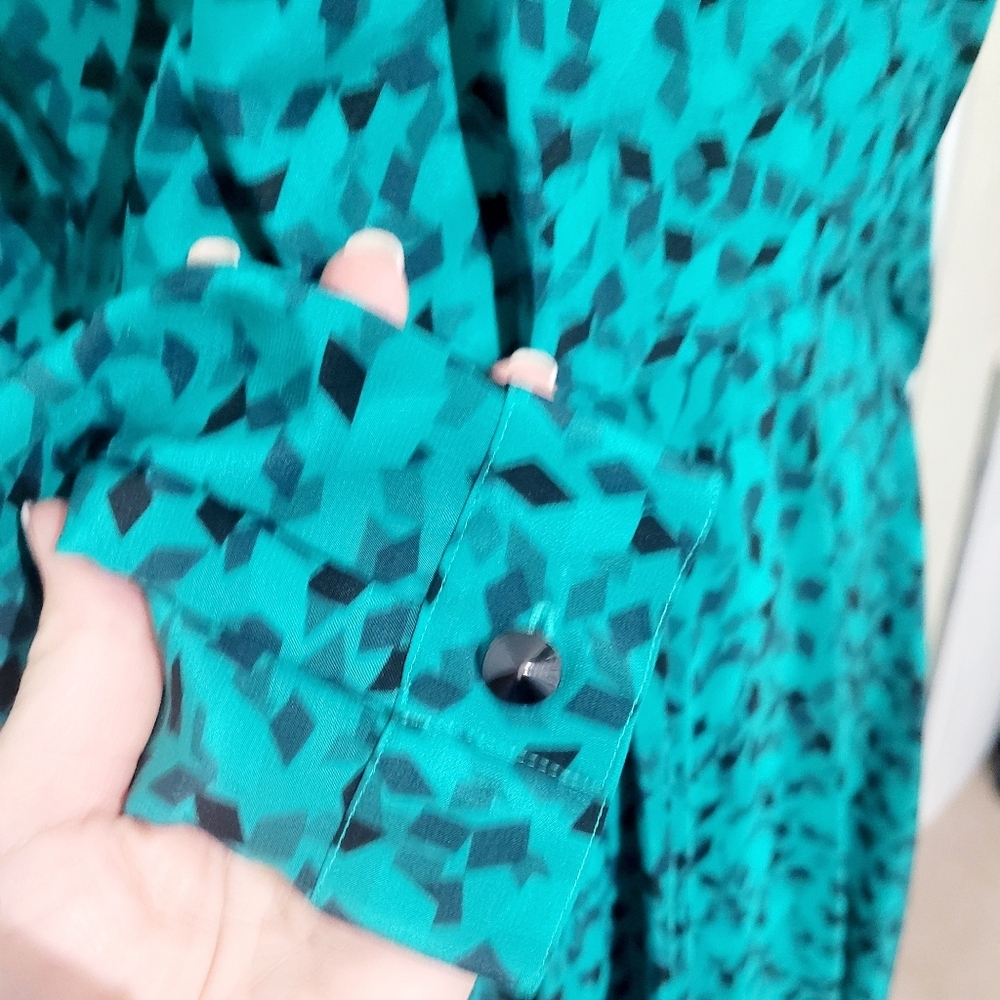 VINTAGE Maggy London by Jeannene Booher 100% Silk Long Abstract Print Dress 80's - Picture 8 of 15